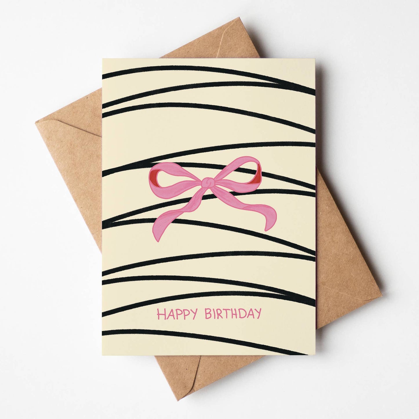 Pink Bow Birthday Greeting Card