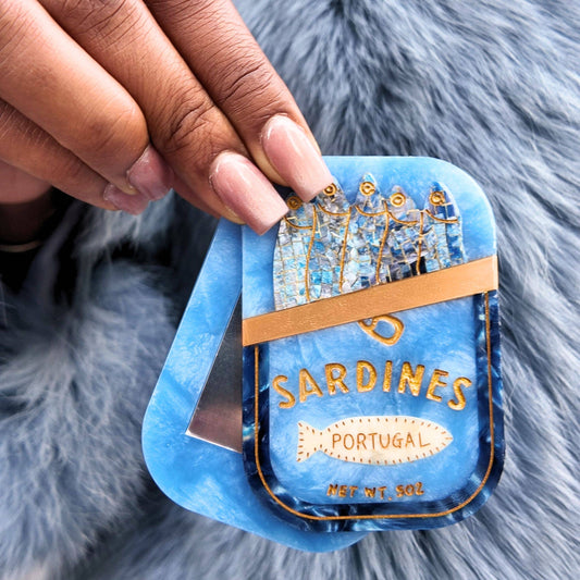 Sardines Hand-Painted Compact Mirror