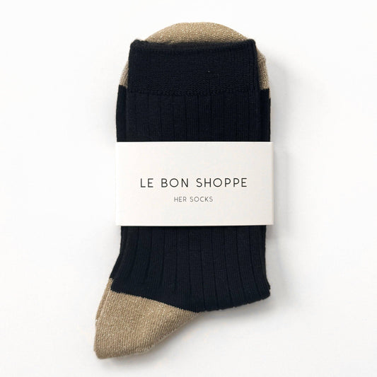 Le Bon Shoppe Black / Gold Her Glow Socks