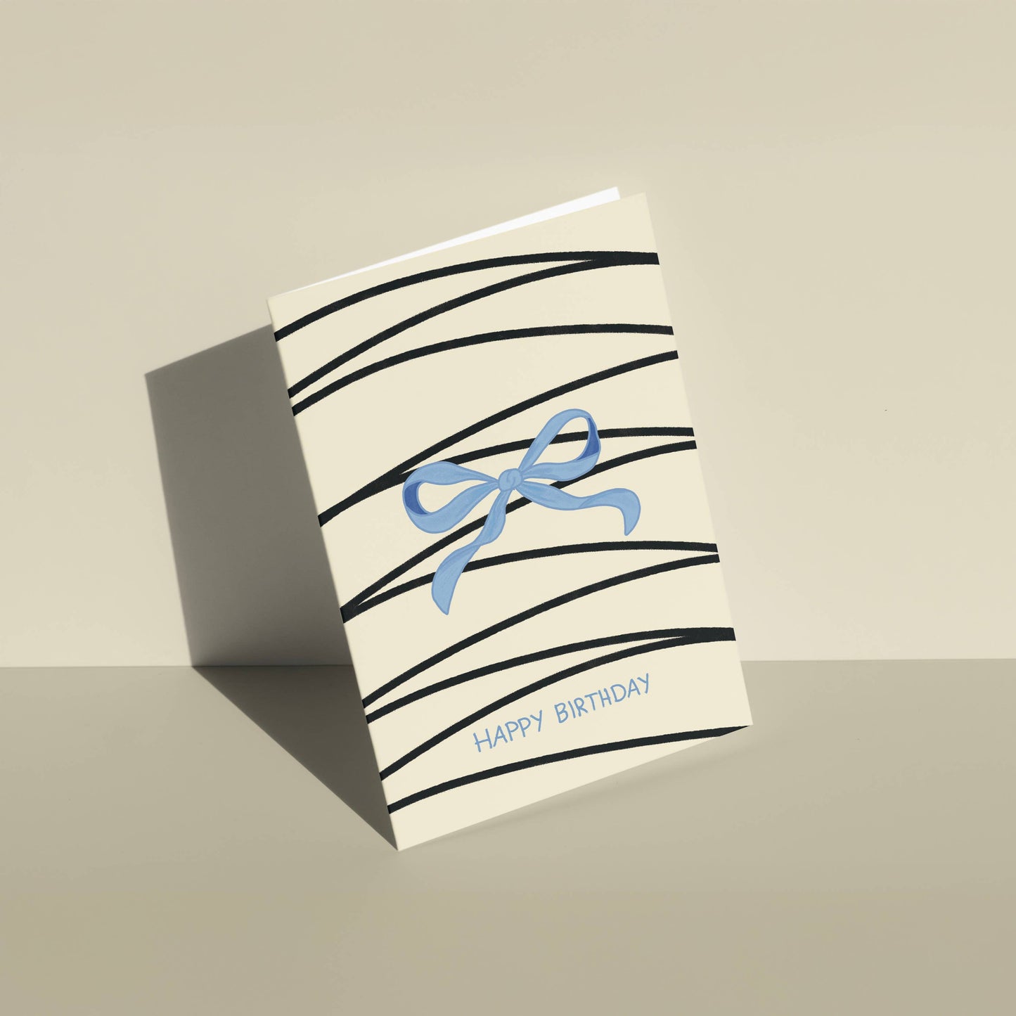 Blue Bow Birthday Greeting Card