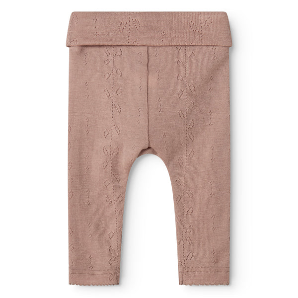 Burnt Rose Piva Wool Pointelle Leggings