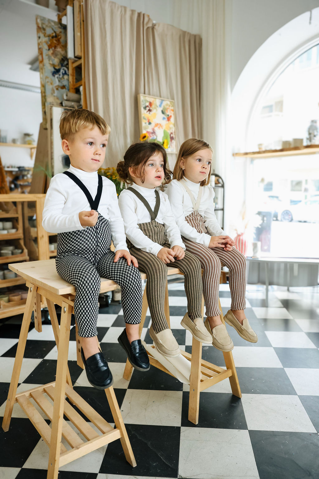 Silly Silas Atelier Collection Granola x Cream Striped Footless Tights