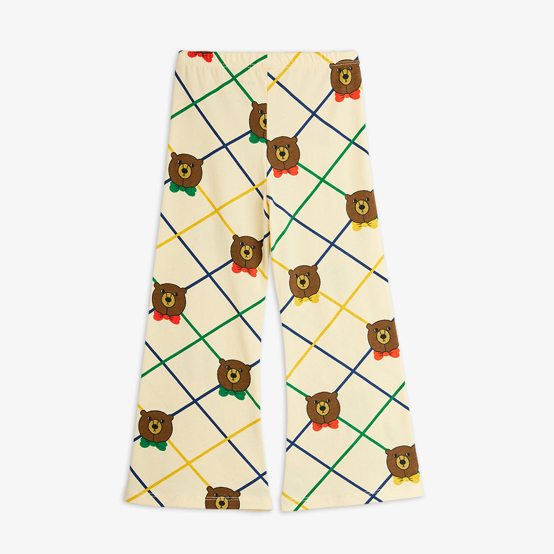 Pajama pants with teddy bear pattern on a white background