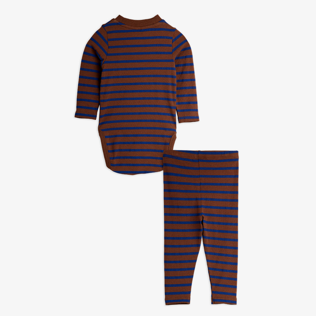 Striped long-sleeve shirt and leggings set on a white background