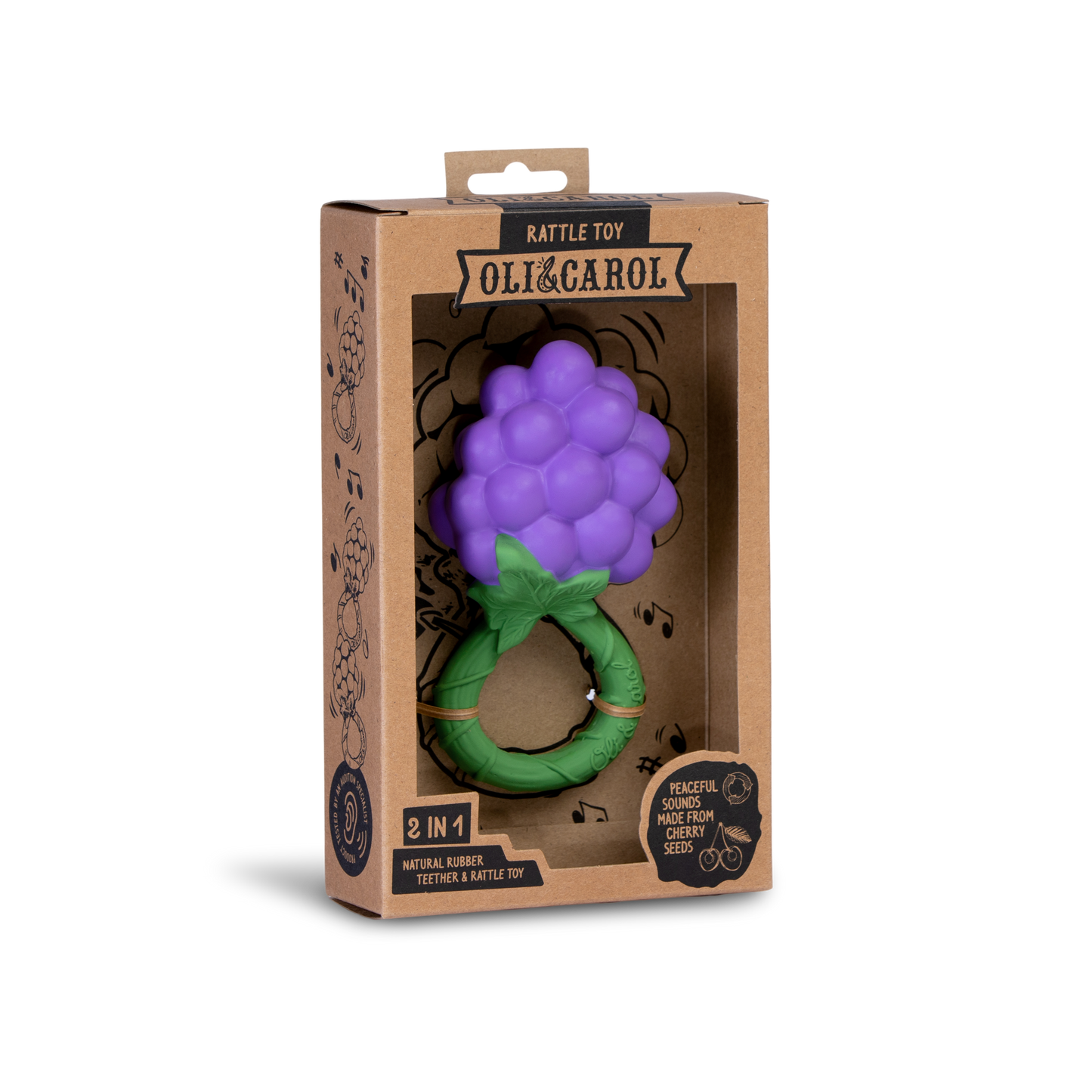 Grape Natural Rubber Baby Rattle