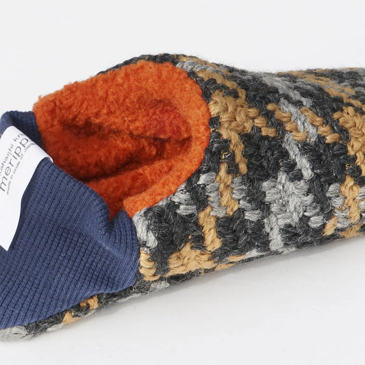 Houndstooth Check x Orange Boa Pile Room Shoes