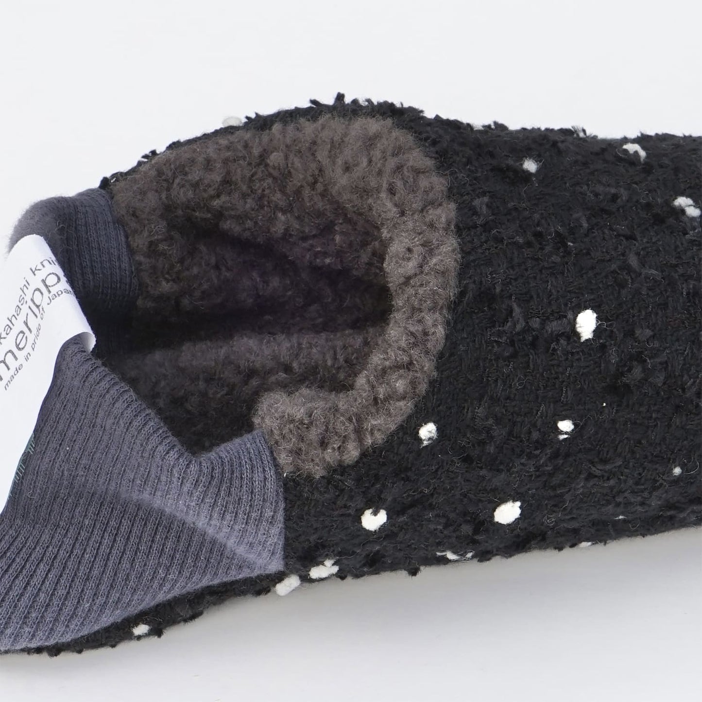 Dot Tweed Sheep Boa Pile Room Shoes