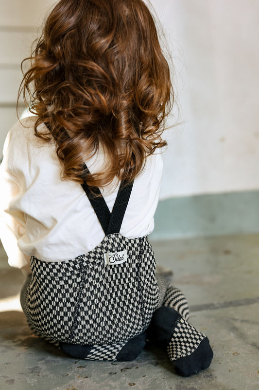 Silly Silas Atelier Collection Black x White Checked Footed Tights