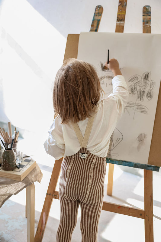 Silly Silas Atelier Collection Granola x Cream Striped Footless Tights