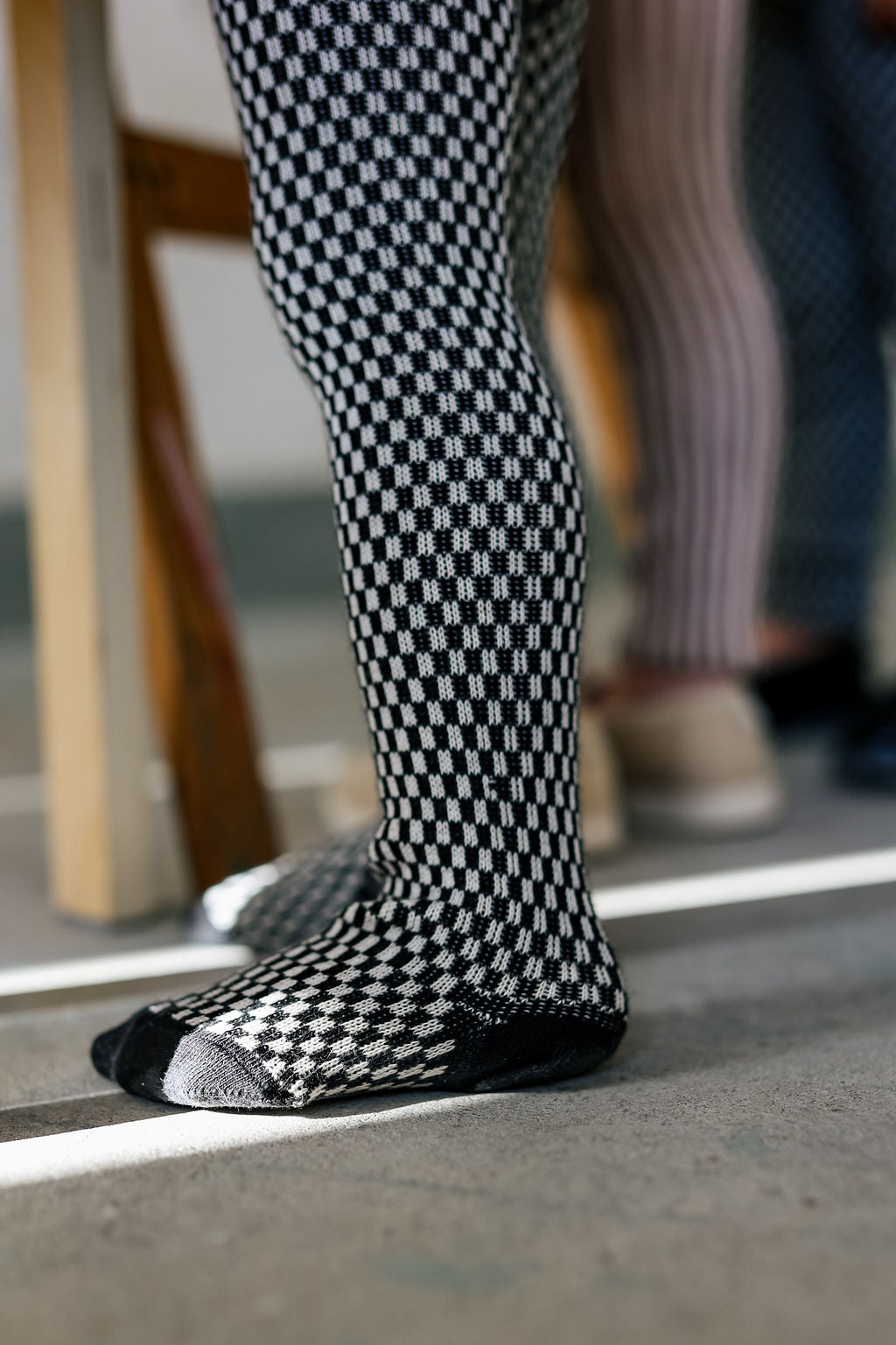 Silly Silas Atelier Collection Black x White Checked Footed Tights