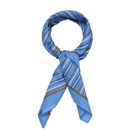 Becksöndergaard Azure Blue Brown Scallopia Striped Cotta Scarf