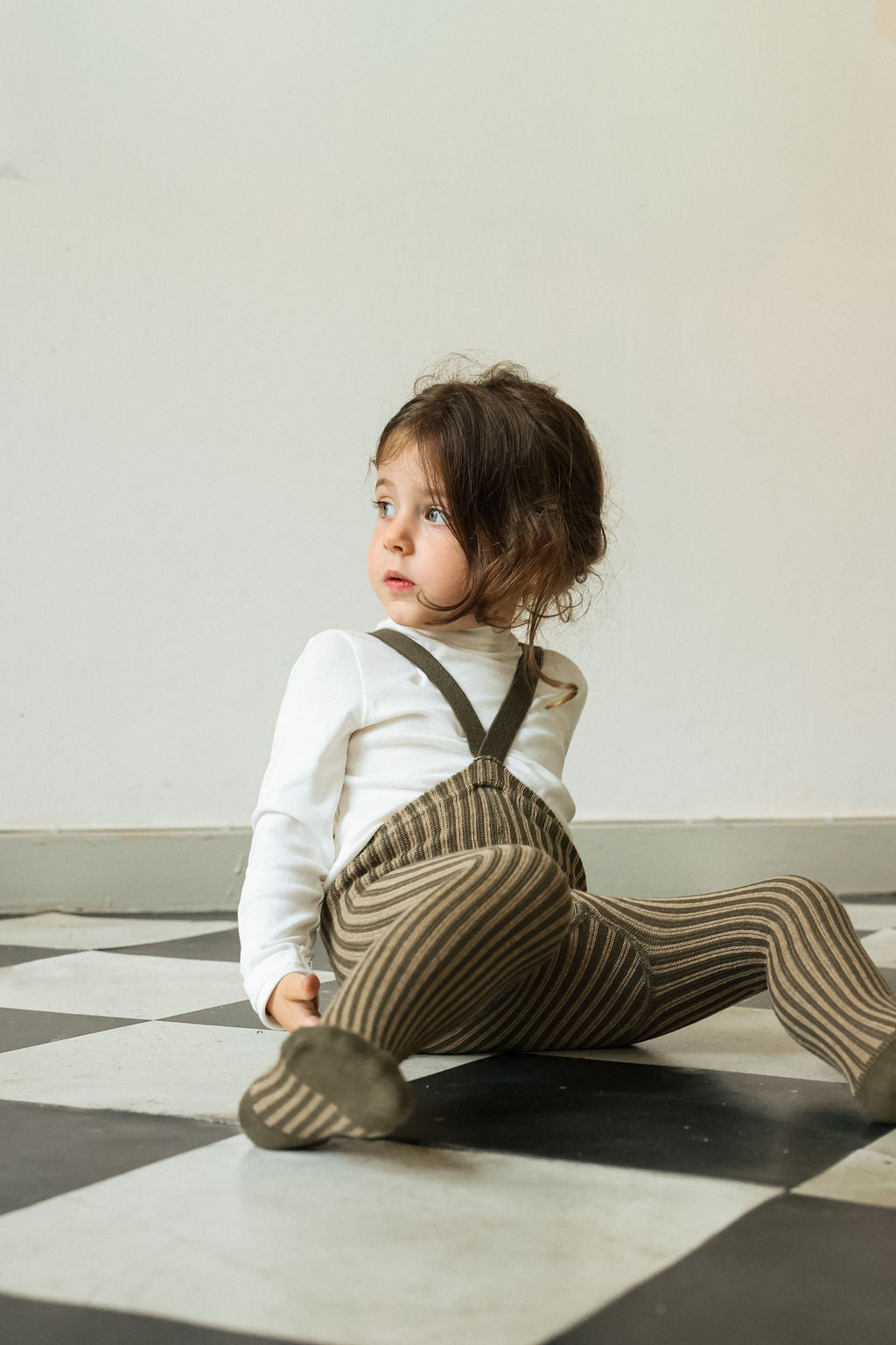 Silly Silas Atelier Collection Seaweed Brown x Peanut Striped Footed Tights