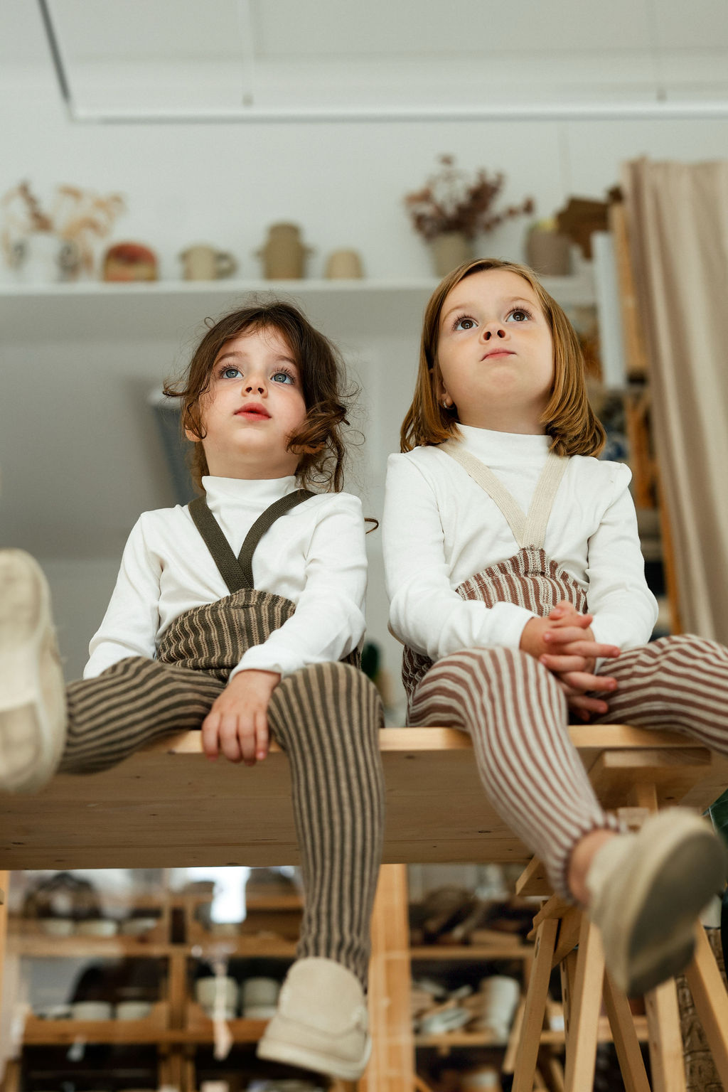 Silly Silas Atelier Collection Granola x Cream Striped Footless Tights