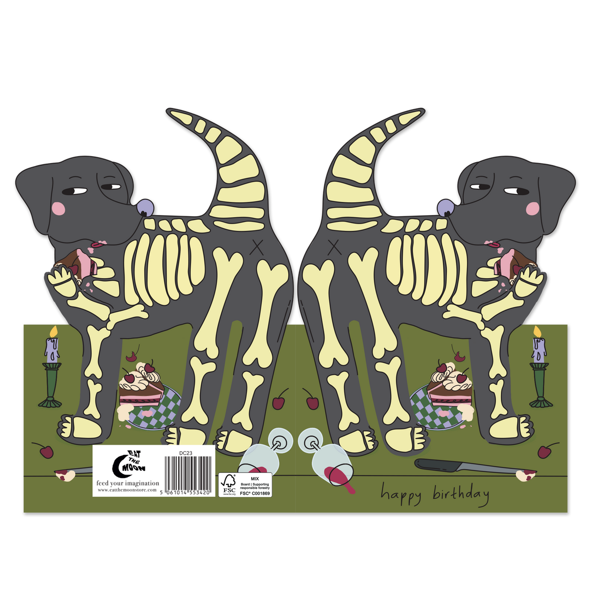 Hey Dog Skeleton Greeting Card