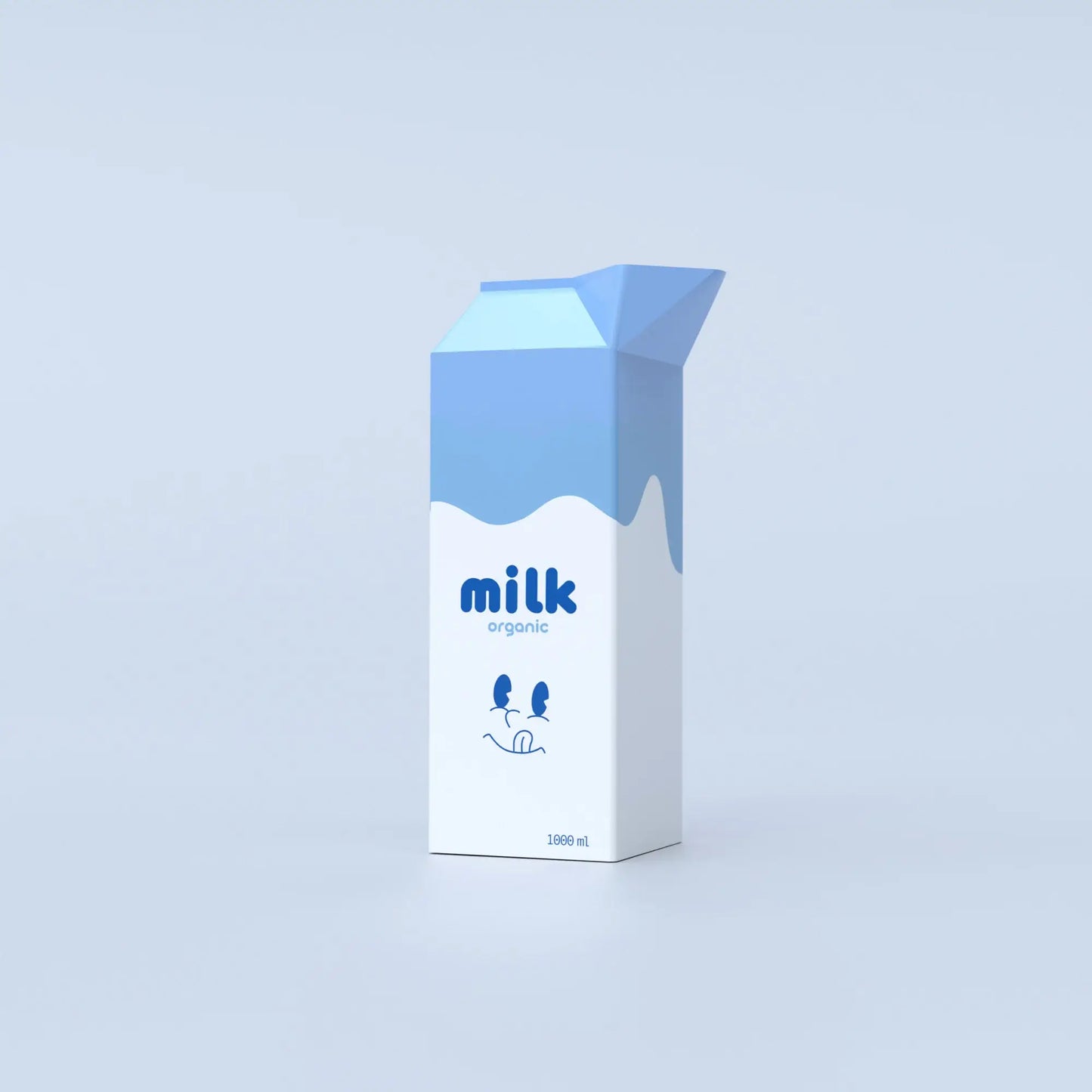 A ceramic milk carton-shaped vase in white with blue accents, designed to resemble a milk carton, with the brand 'Milk' printed on the side.
