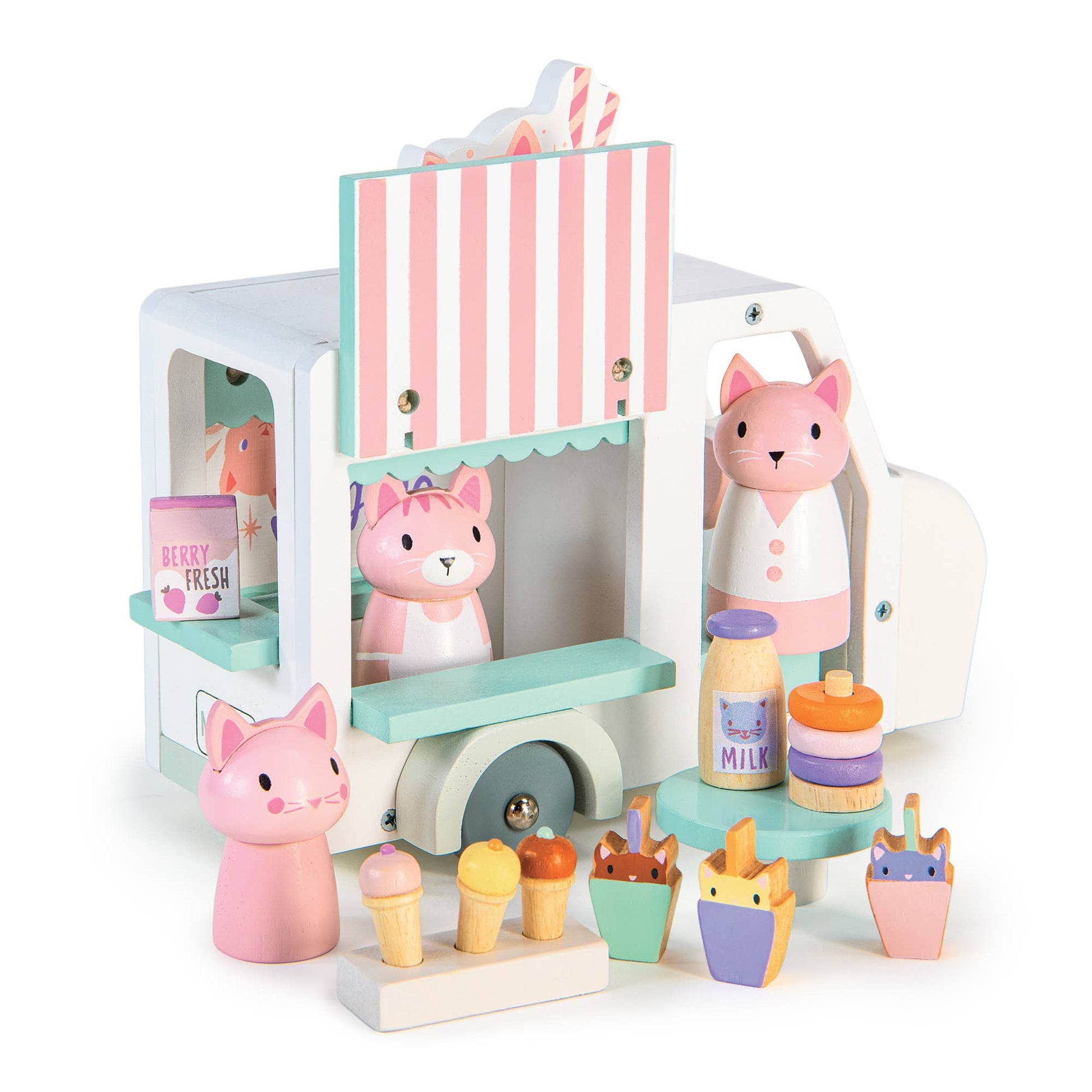 Children's toy set with fox-themed items on a white background