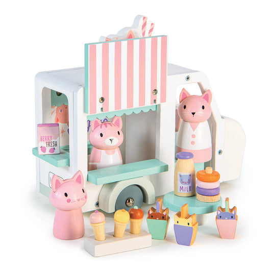 Children's toy set with fox-themed items on a white background