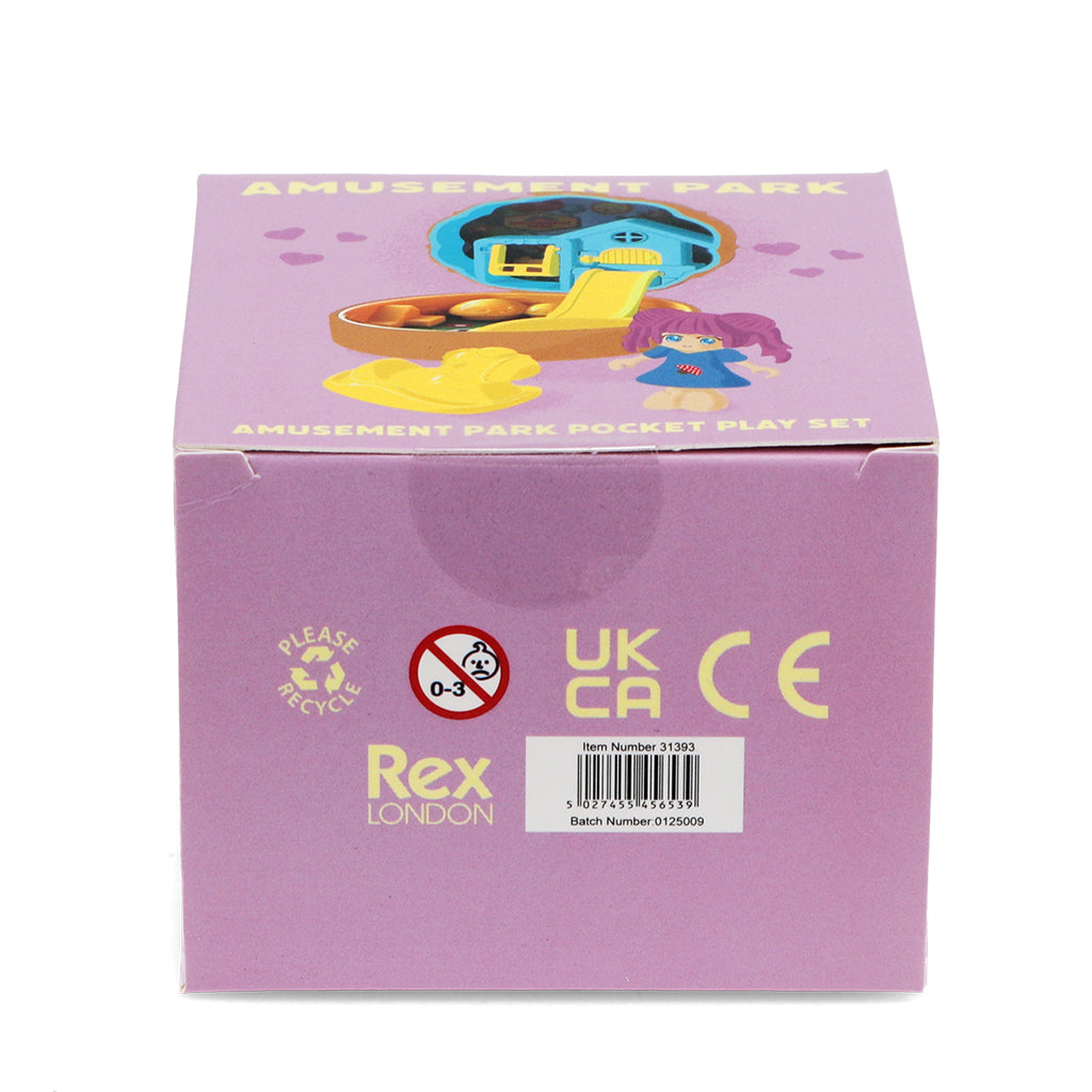 Pink toy packaging with illustrations of a toy and text, featuring the brand 'Rex London'.