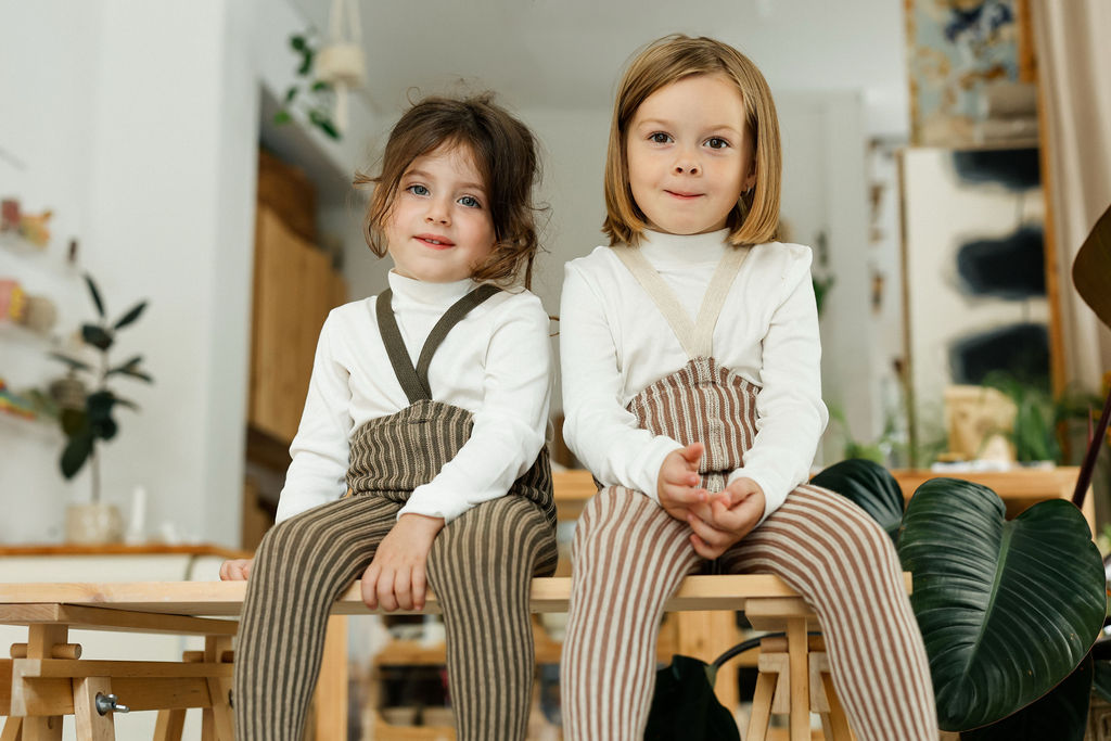 Silly Silas Atelier Collection Seaweed Brown x Peanut Striped Footed Tights