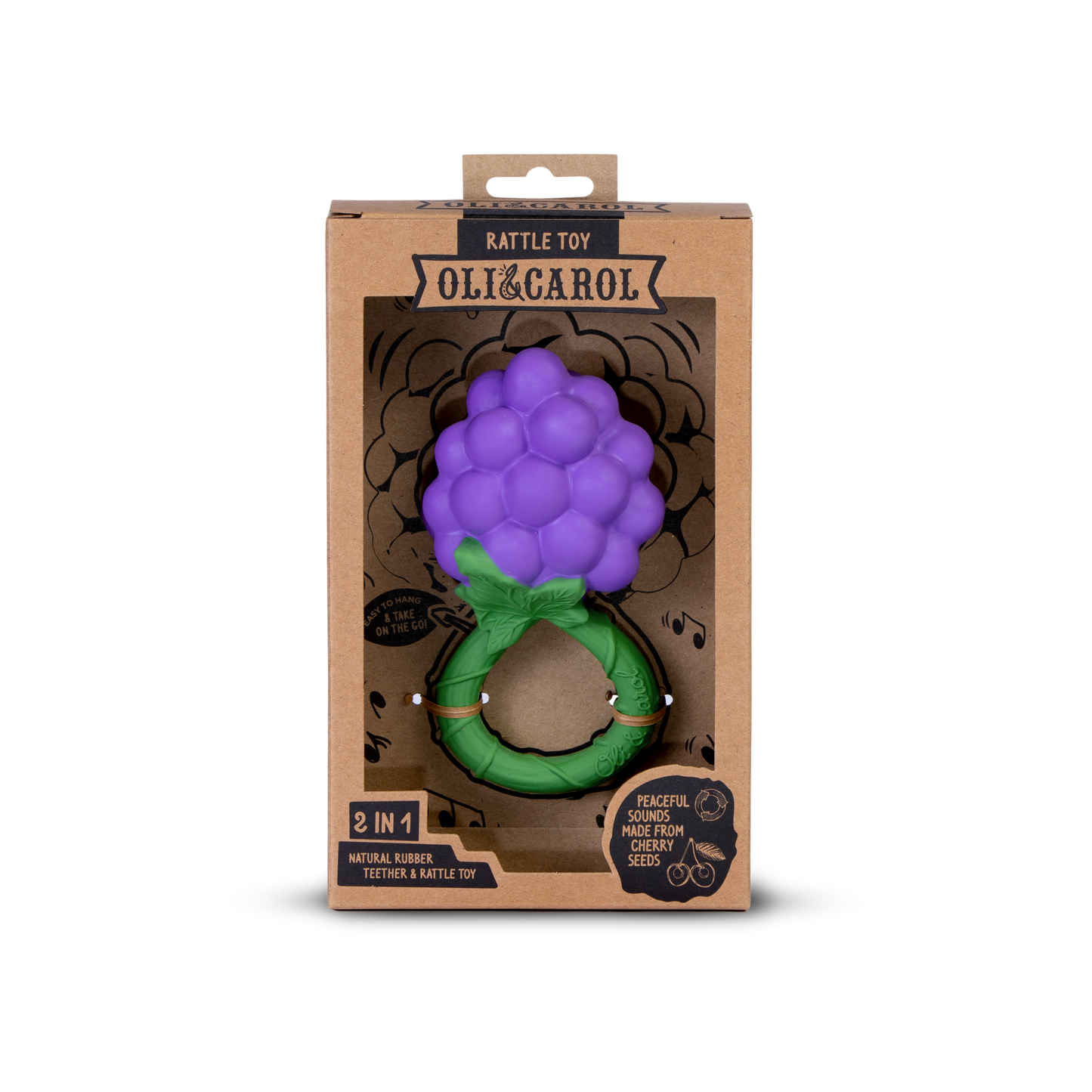 Grape Natural Rubber Baby Rattle