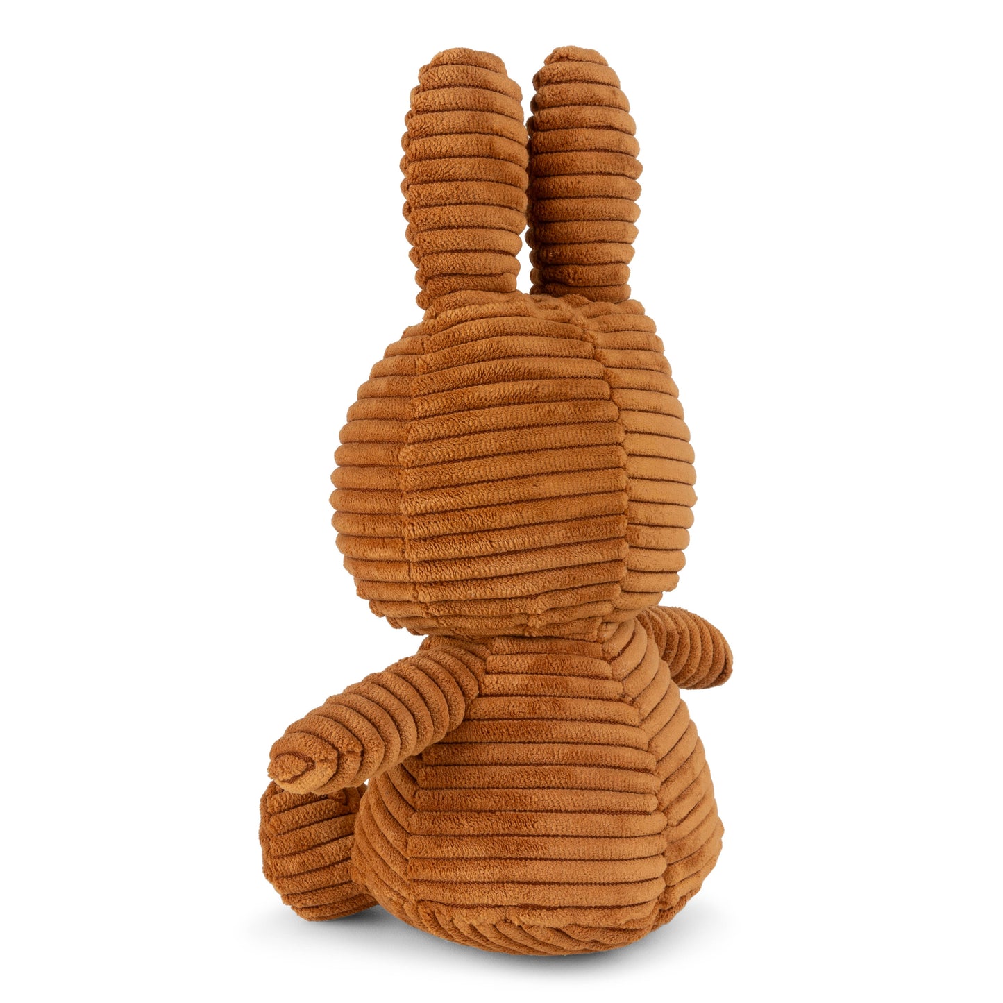 Brown plush bunny toy on a white background