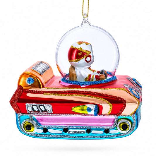 Astronaut Space Vehicle Glass Christmas Ornament