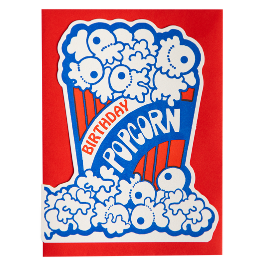 Popcorn Birthday Letterpress Greeting Card