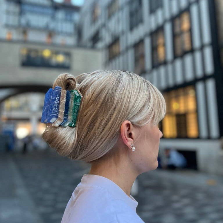 Hand-Painted Book Stack Claw Hair Clip