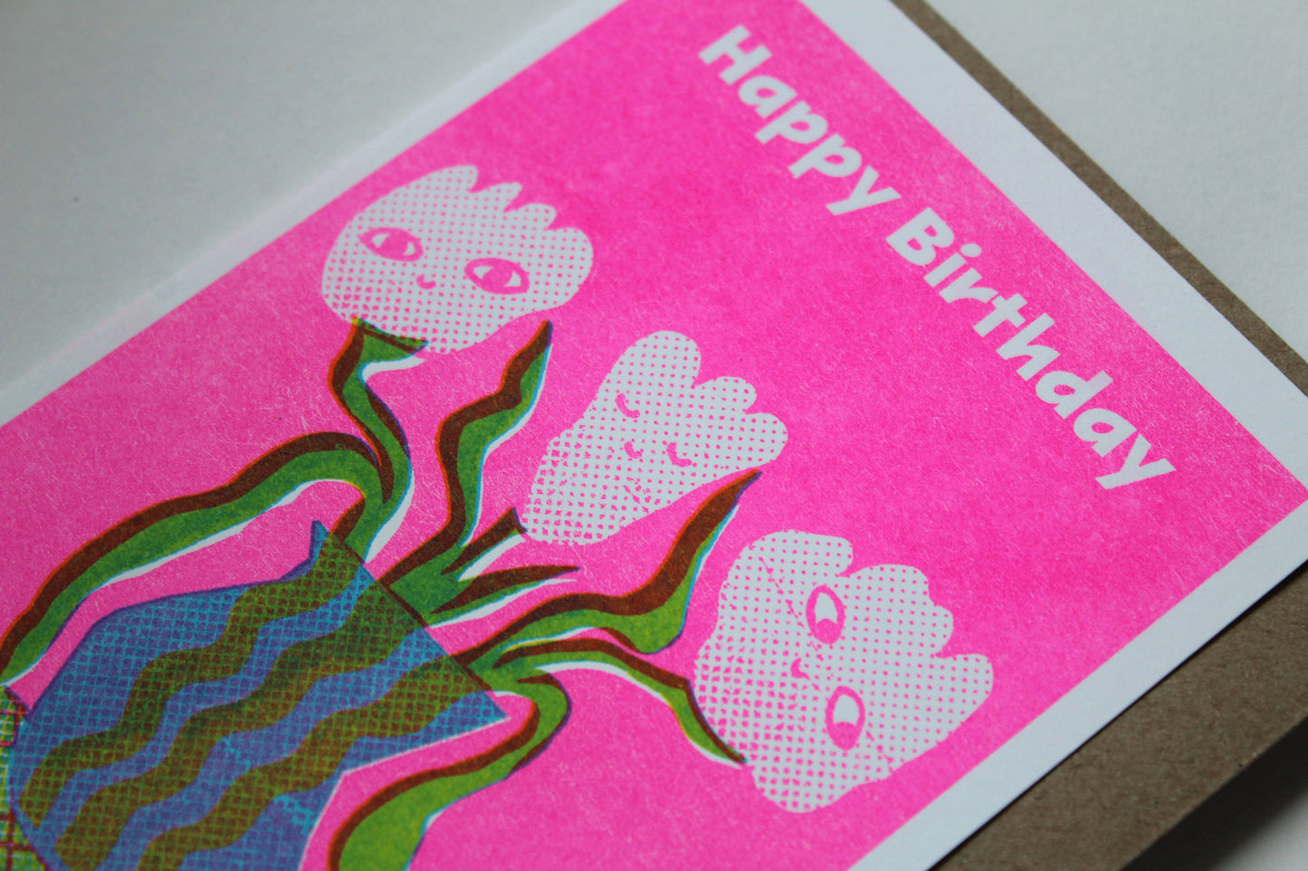 Happy Flowers - A6 Riso Greeting Card