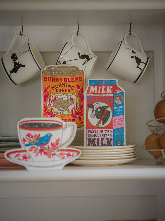 Birdy Tea Cup Letterpress Greeting Cards