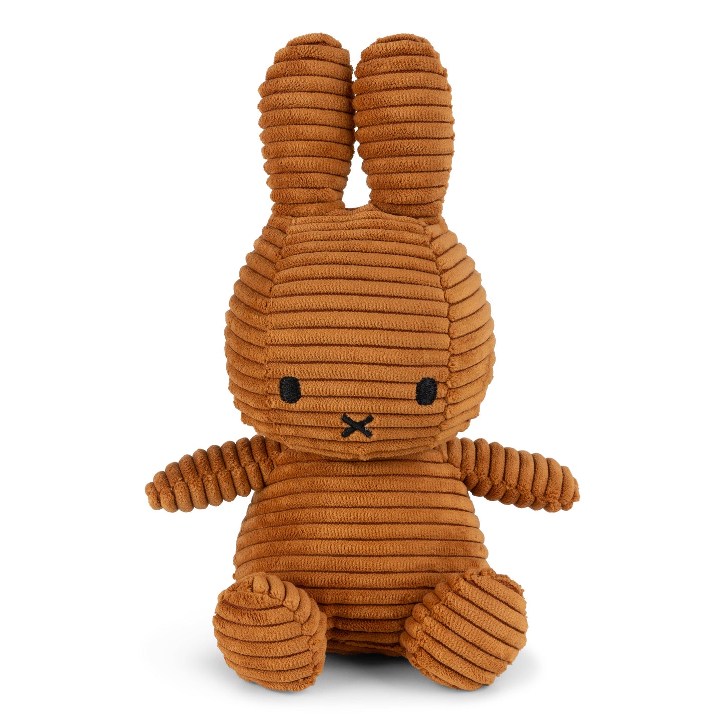 Brown plush bunny toy on a white background