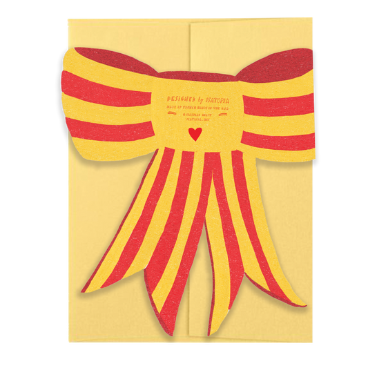 Stripy Bow Die Cut Greeting Card