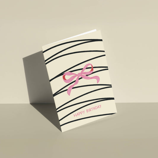 Pink Bow Birthday Greeting Card