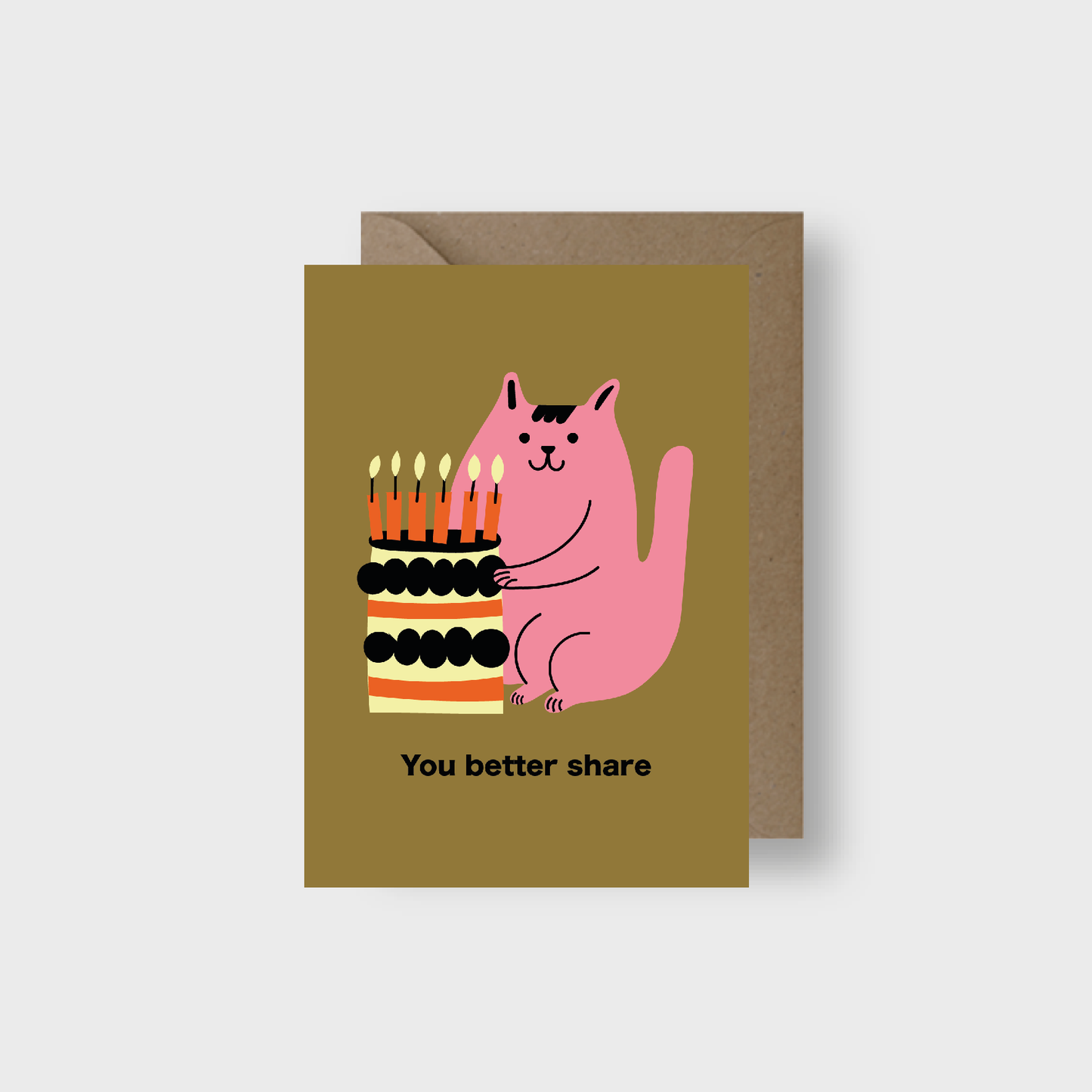 Cat & Cake Greeting Card