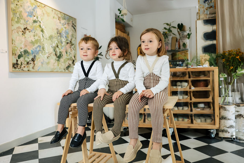Silly Silas Atelier Collection Granola x Cream Striped Footless Tights
