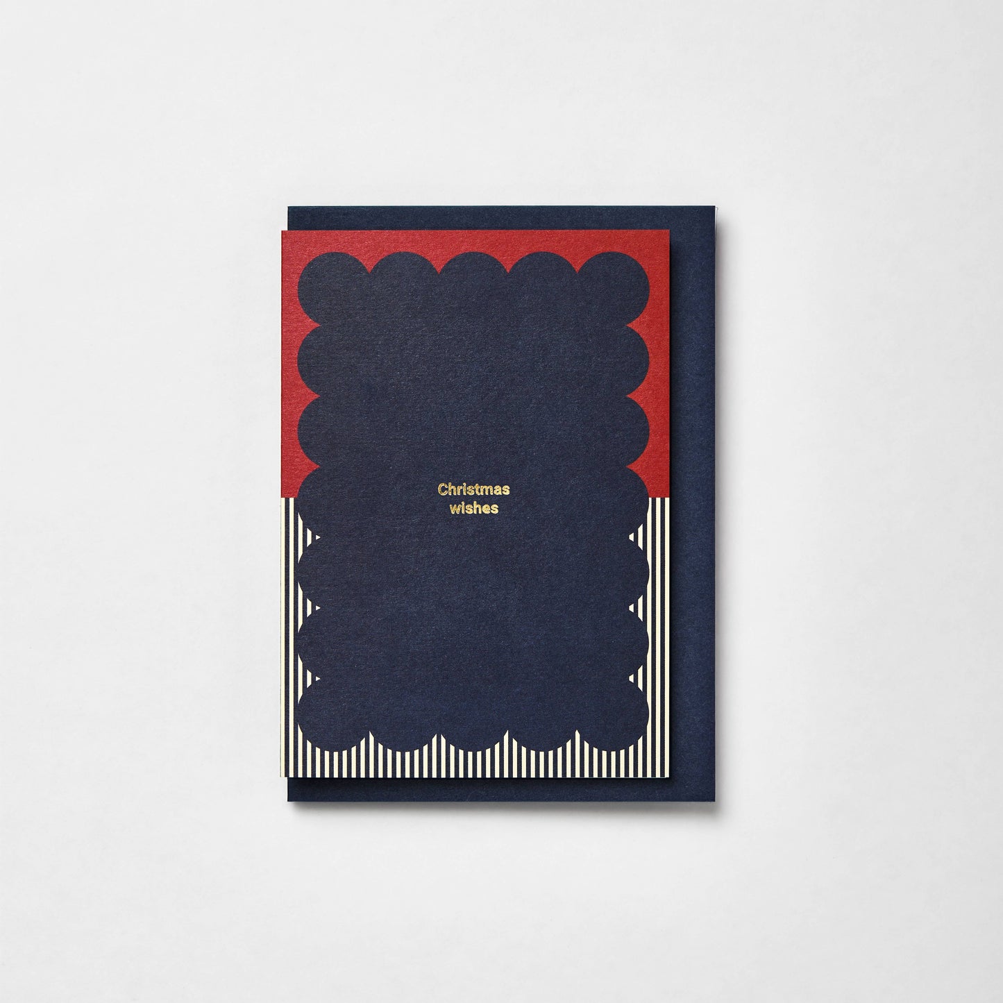 Gold Foiled Scallop Stripe Christmas Wishes Greeting Card Pack