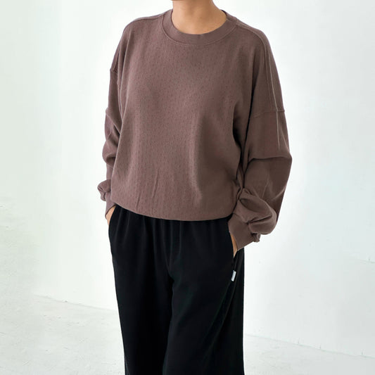 Le Bon Shoppe Chocolate Pointelle Core Sweatshirt