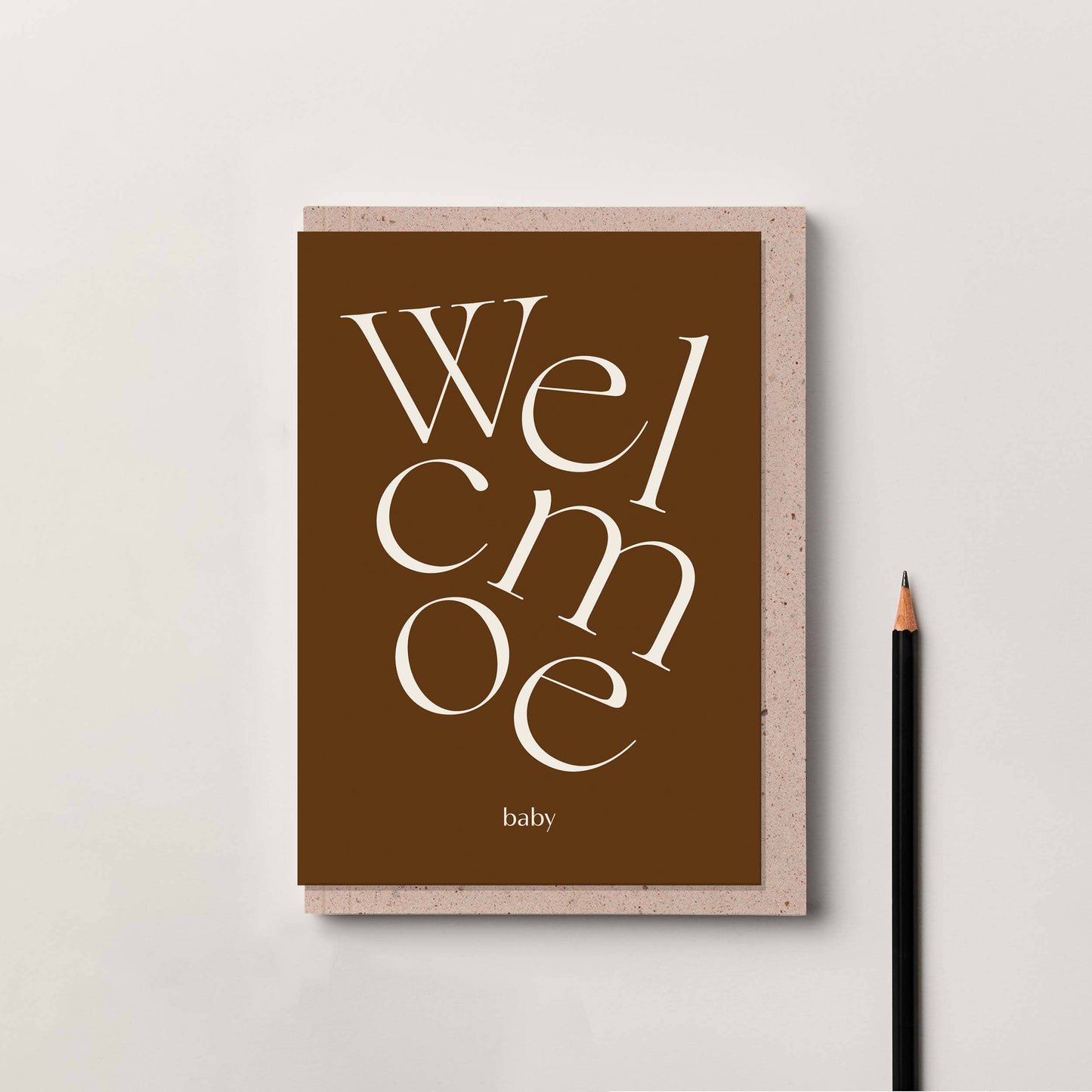 Russet Serif Type Welcome Baby Greeting Card