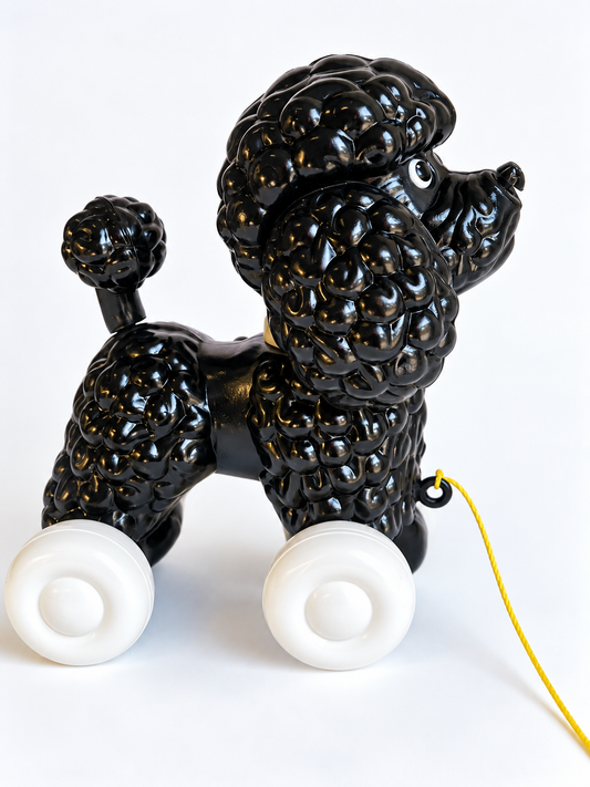 Vintage Pull Along Black Poodle