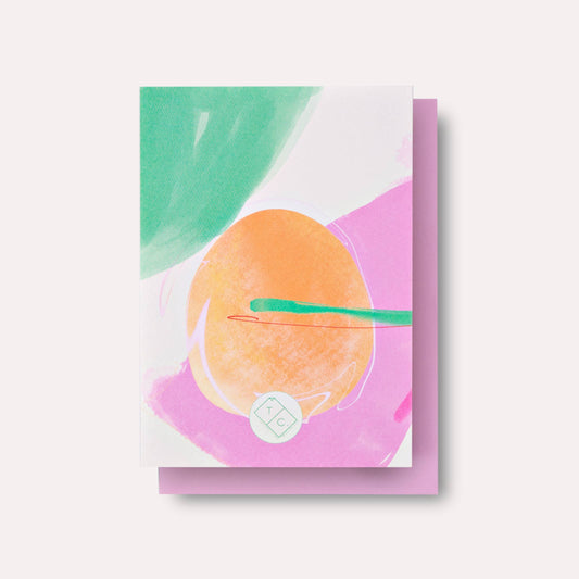 Greeting card with a colorful abstract design on a white background