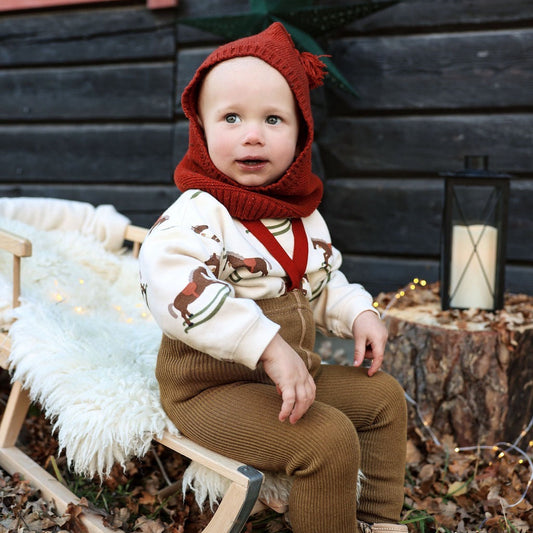 Silly Silas Acorn Brown w Maple Leaf Footed Tights