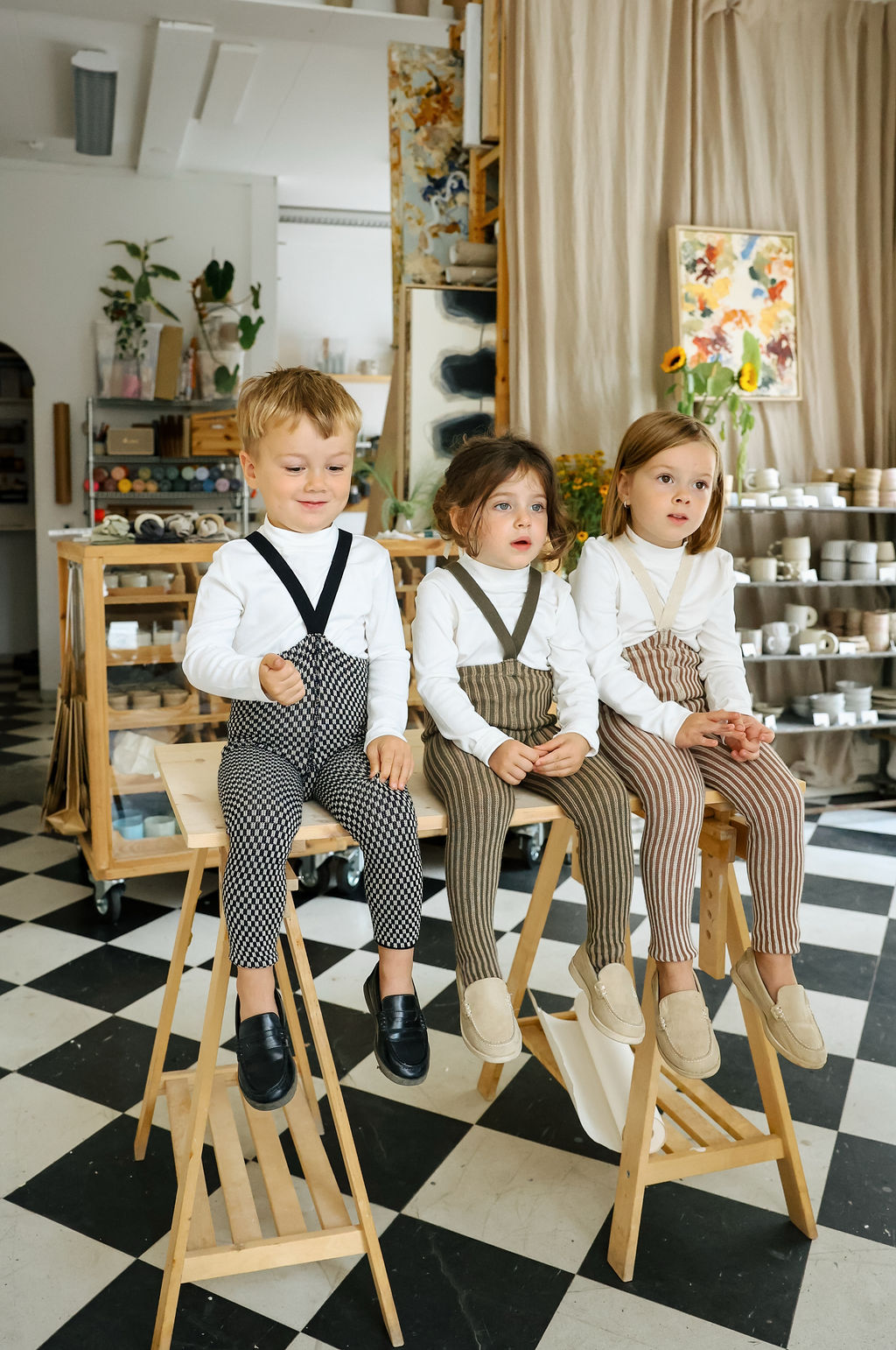 Silly Silas Atelier Collection Granola x Cream Striped Footless Tights