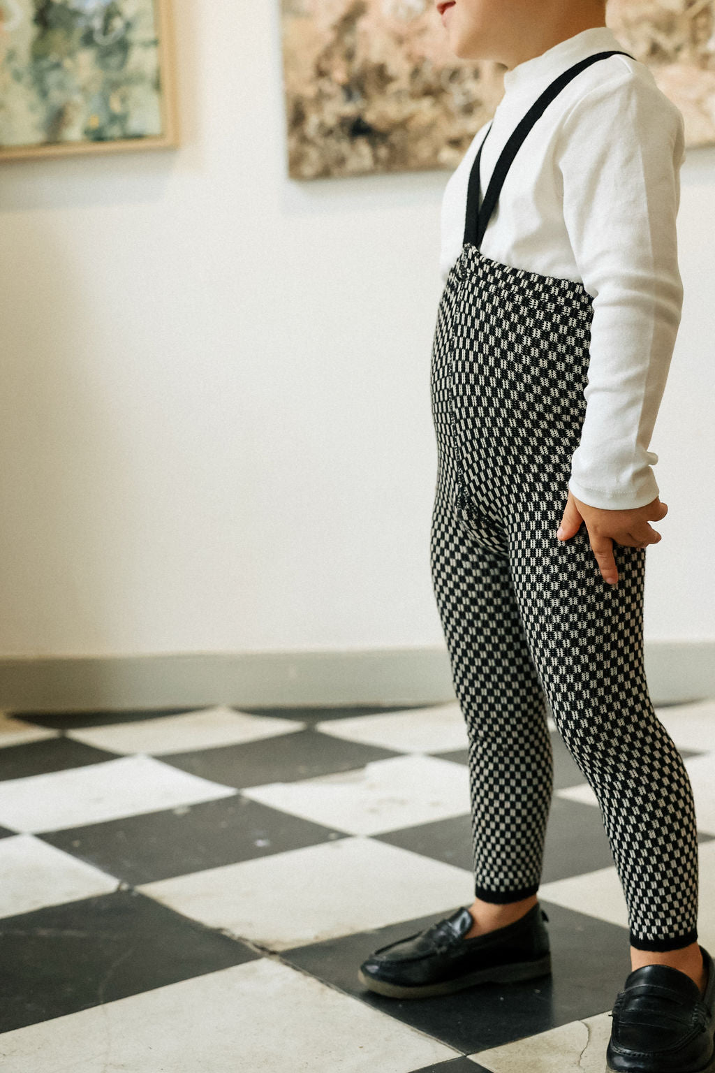 Silly Silas Atelier Collection Black x White Checked Footless Tights