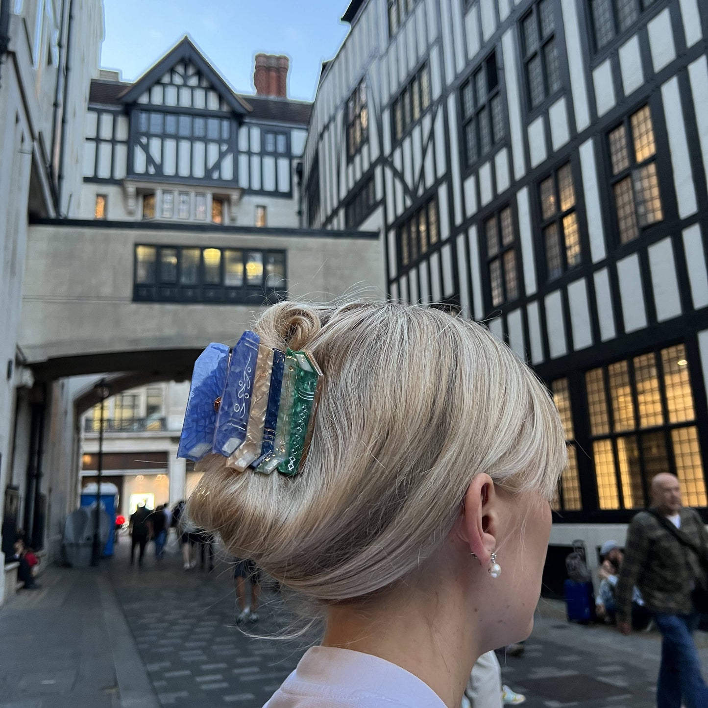 Hand-Painted Book Stack Claw Hair Clip