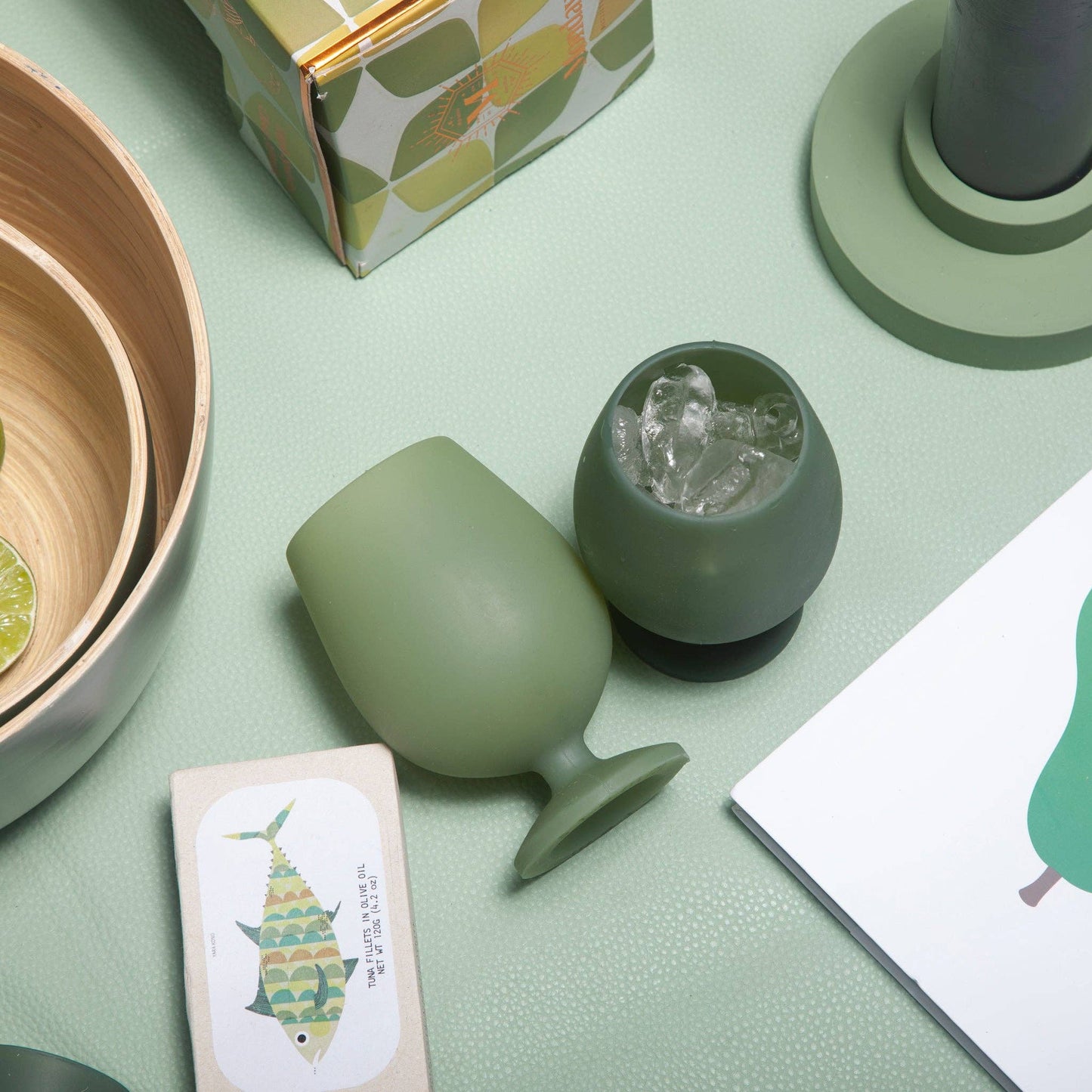 Sage + Olive Stemm Silicone Unbreakable Wine Glasses