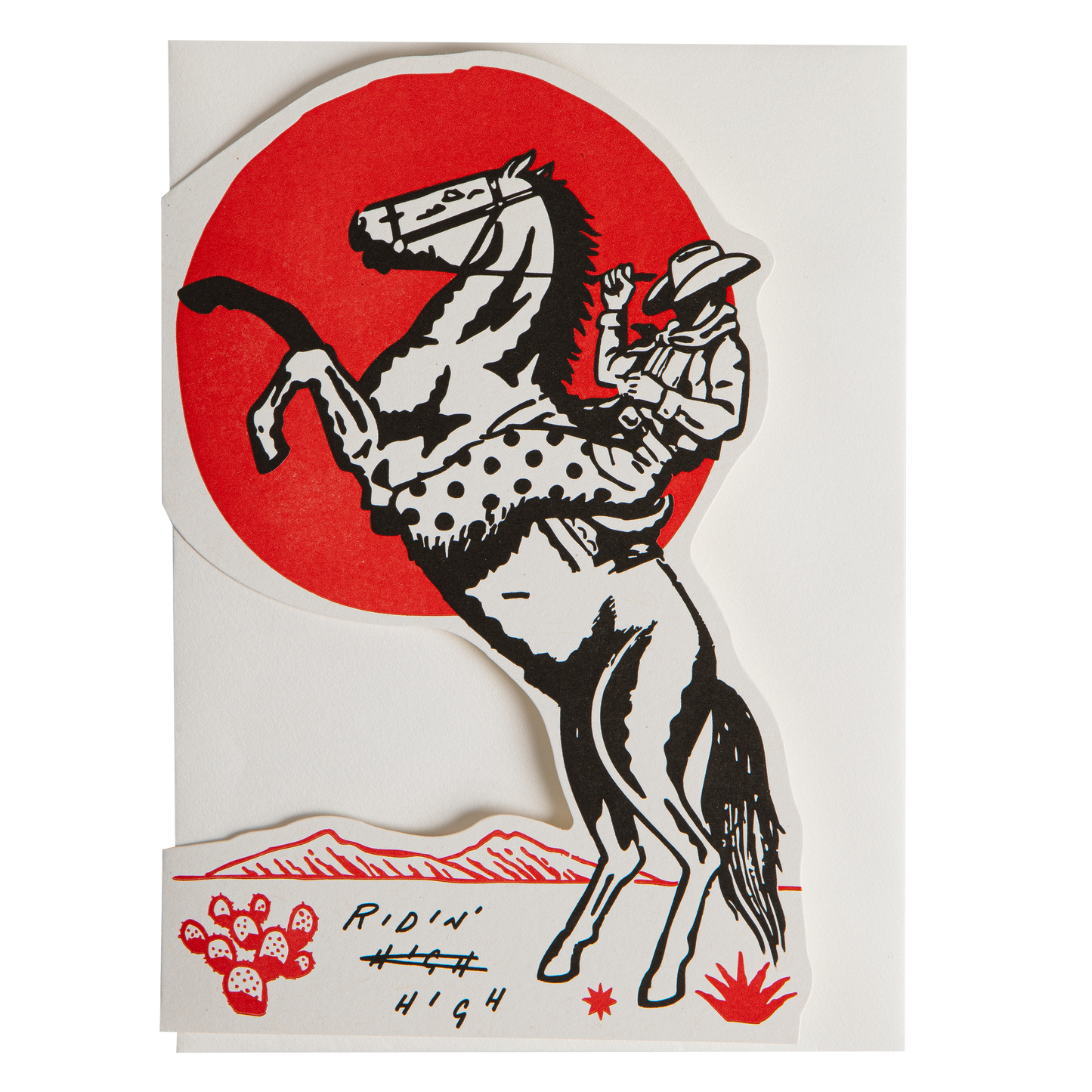Ridin' High Cowboy Letterpress Greeting Card
