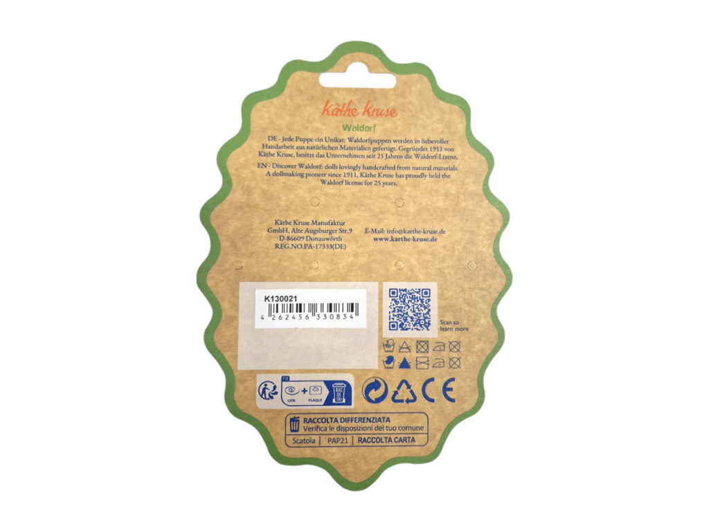 Back of a product packaging with text and QR code on a white background