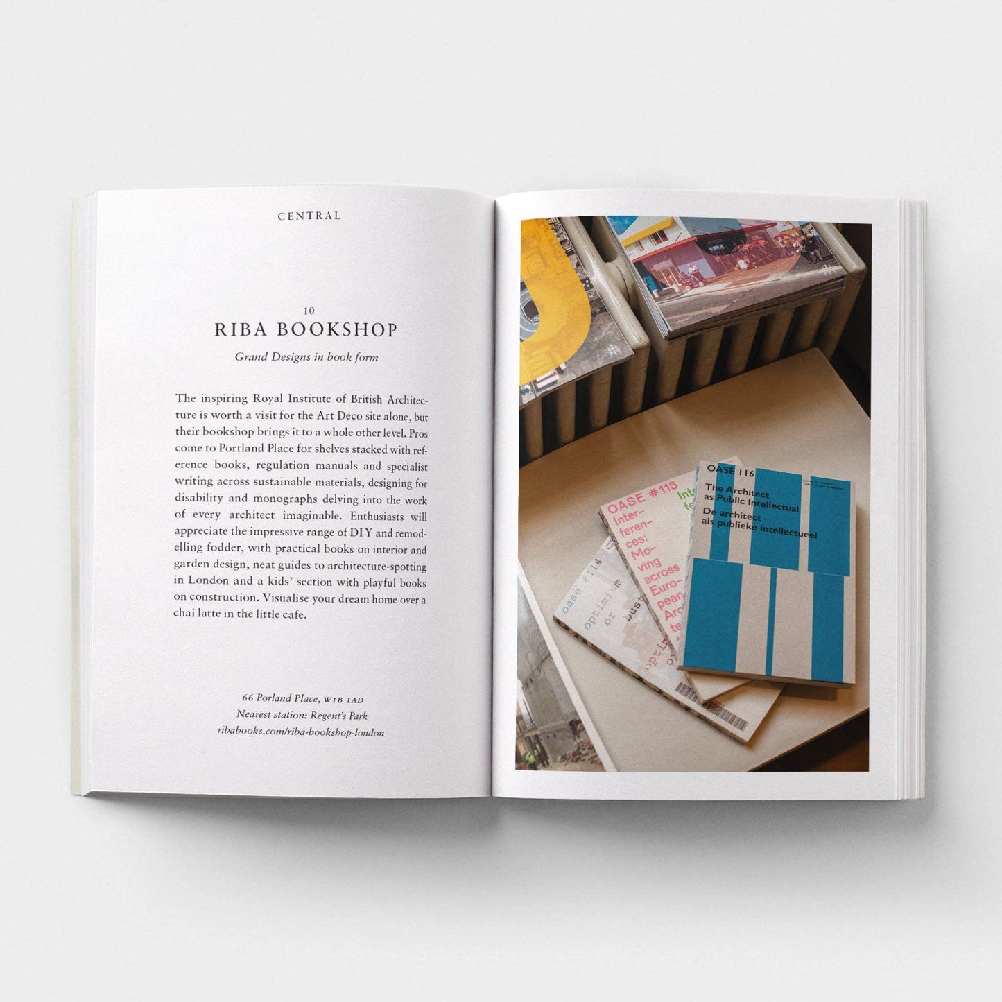 Open book with text and images on a white background