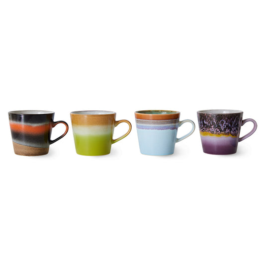 HKliving 70's Ceramics Solid Cappucino mugs (set of 4)
