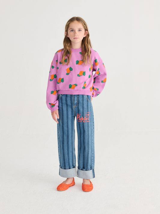 Bobo Choses Tangerine All Over Cropped Sweatshirt